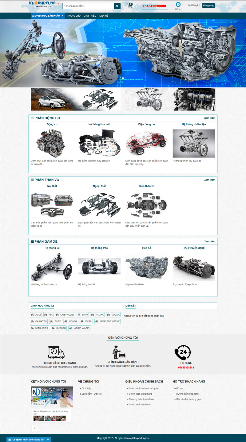 thiết kế website bán hàng phụ tùng ô tô